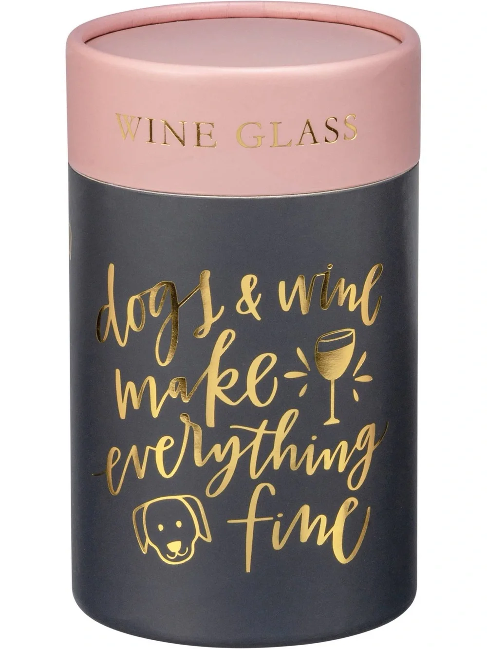 Primitives by Kathy Dogs & Wine Make Everything Fine Stemless Wine Glass NIB